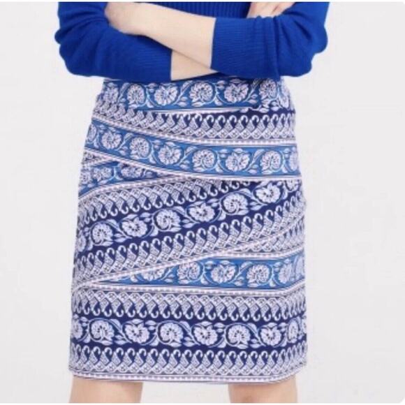J. McLaughlin Nicola Skirt WOMEN'S XL Blue Purple Catalina Cloth Travel Office